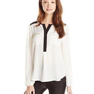 My Michelle Zipper Pocket Blouse